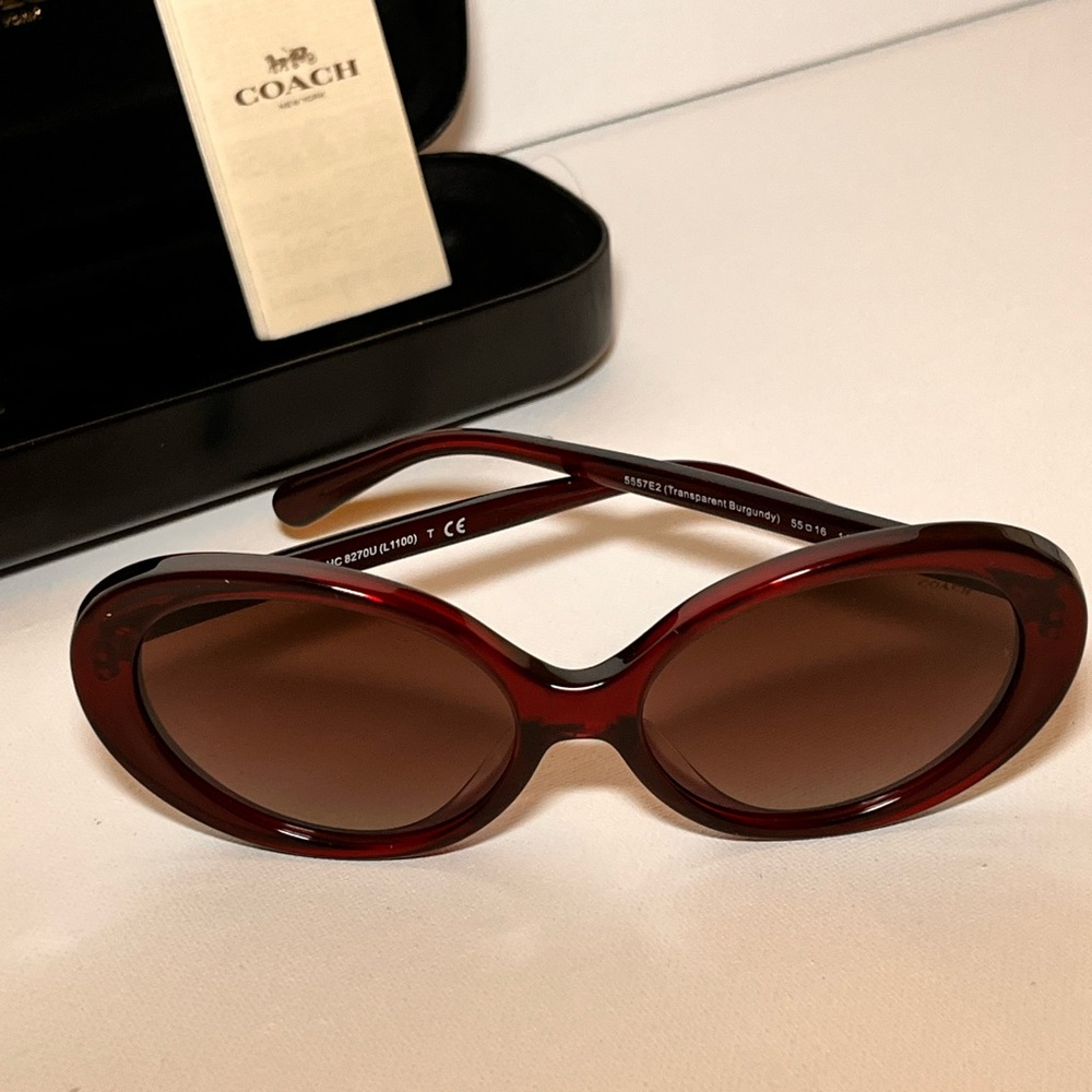 COACH Women's Sunglasses Transparent Burgundy Brown Stylish HC8270U 55mm New OBO
